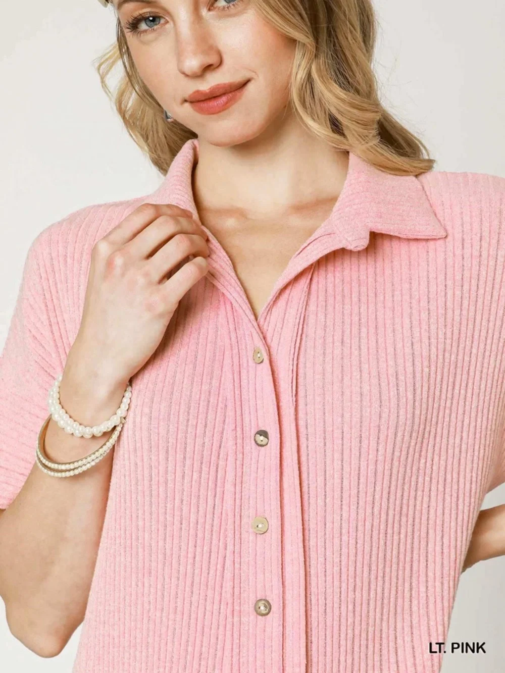 Umgee Rib Knit Collar Romper - Picture 3 of 4